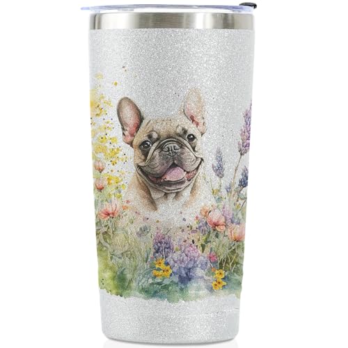 Onebttl French Bulldog Gifts, Frenchie Gifts for Women, 20 oz Insulated Traver Mug Tumbler - Watercolor Fawn Frenchie