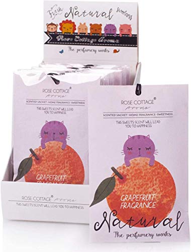 Rose Cottage 12Packs Grapefruit Closet Air Freshener Deodorizer Scented Sachets Bags for Drawer and Closet?Sachets for Weddings