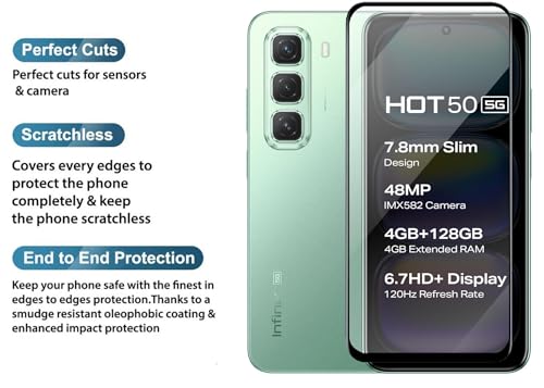 Image of 100FIT Tempered Glass For Infinix Hot 50 5G With Full Glue Edge To Edge Coverage And Easy Installation Kit