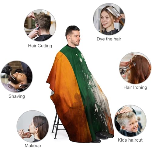 Capa para corte de cabello patrón naranja y verde unisex miniatura 3