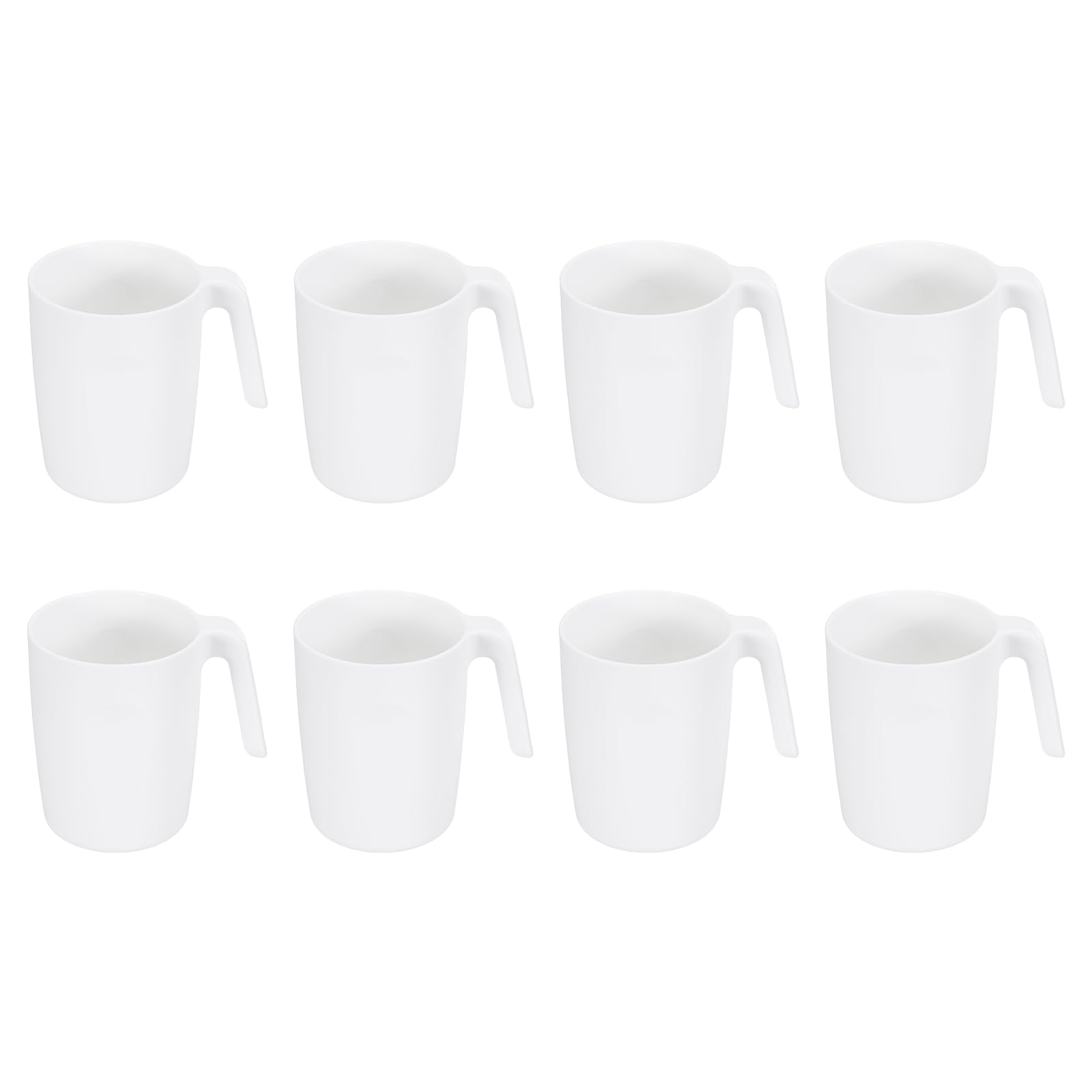 sourcing map Set of 8 450ml Plastic Coffee Mugs, Unbreakable Coffee Mugs, Reusable Microwave Dishwasher Safe Drinking Cups with Handle for Tea Milk Juice Kitchen Camping, White โ image 1