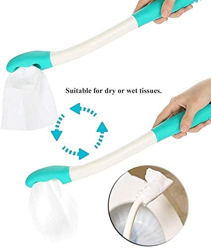 Ausili per la Pulizia della Toilette, Manico Lungo Self Wipe Bottom Wiper Strumento Assistenza per la Pulizia Del Bagno, Long Handle Tergicristallo Porta Carta Igienica Impugnatura Automatica