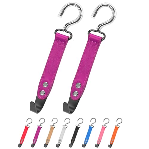 Image of 2 Pack Car Hook Holder Leather Headrest Hooks for Purses and Bags,SUS304 Car Hook(Rose Red)