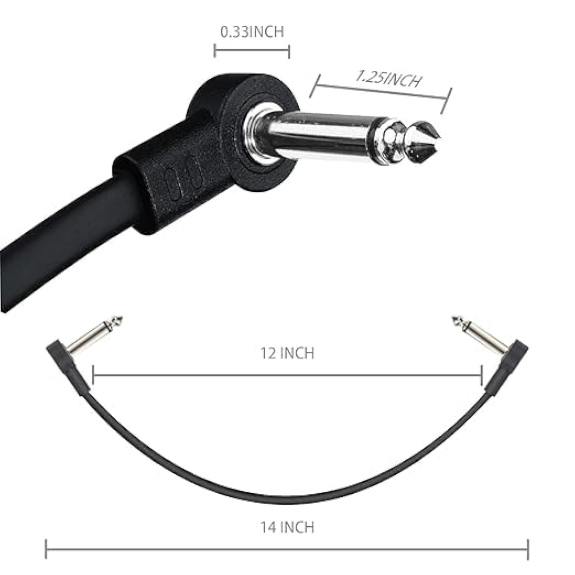 6 Pack 12 Inch Guitar Patch Cables, Right Angle Guitar Patch Cable