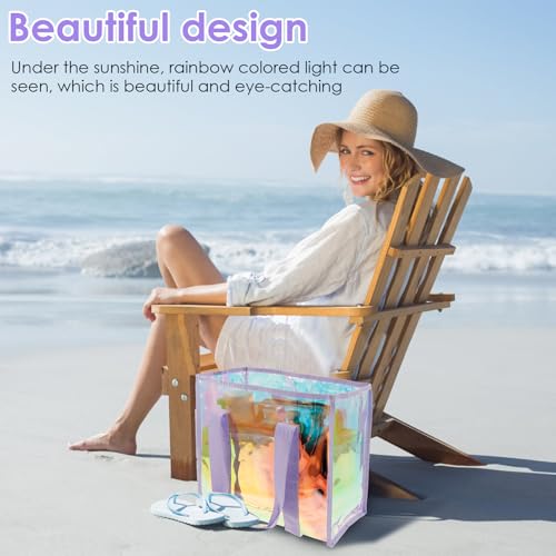 Beach Tote Bag for Women, Waterproof Large Beach Bags with Small Phone Pouch, Pool Gym Yoga Essential, Beautiful Long Lasting Pool Bag for Vacation Traveling Daily Use, Iridesent Purple3