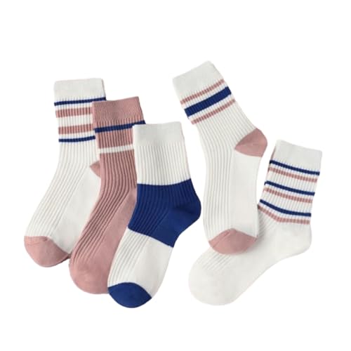 chanstore 5 pares de calcetines largos deportivos para mujer, diseño de arco iris, color blanco, para primavera y otoño, Pc003 - Calcetines medios (polvo de bayas de frambuesa), Talla única