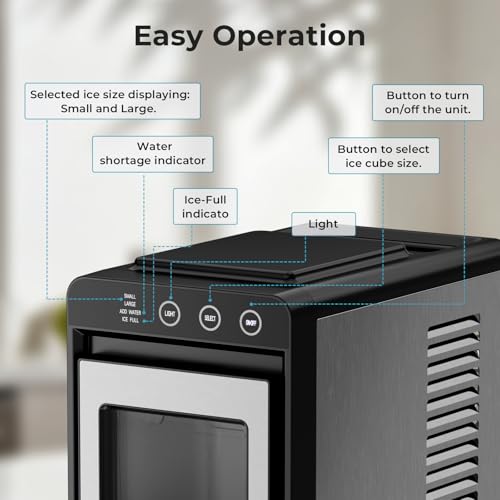 Image of Antarctic Star Countertop Ice Maker Machine - 26.5lbs /24H, 8 Bullet Ice in 6 Mins, Self-Cleaning Portable Ice Maker with 2 Ice Sizes, Touch Display & Blue Light for Home, Office, Bar,Steel