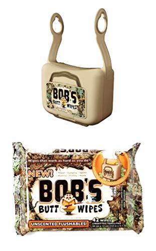 Bob's Butt Wipes Hanging Flushable Wipe Dispenser & 42 Count Wipes - Tan