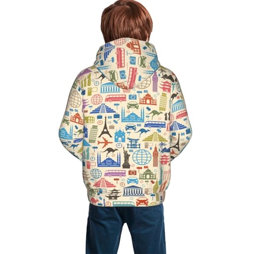 Famous Places Kid Hoodies Boys Sweatshirts Girls Pullover with Pocket4