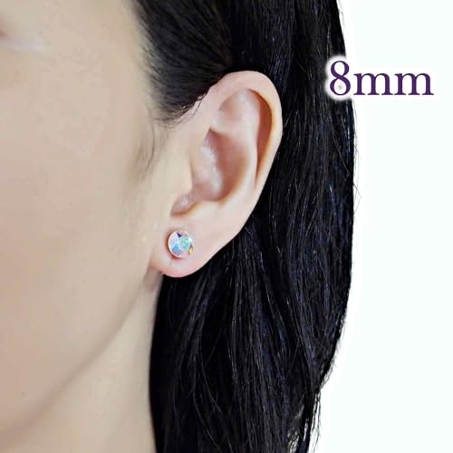 Austrian Crystal Invisible Clip On Stud Earrings 6mm Women Fashion 8mm Light Blue Pink Red Green Black AB Purple Freshwater Pearl2