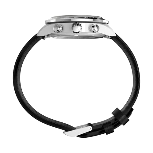 Image of TIMEX Waterbury Heritage Analog Silver Round Dial & Black Leather Strap Band Water Resistant Men's Wrist Watch - TW2Y19300IK