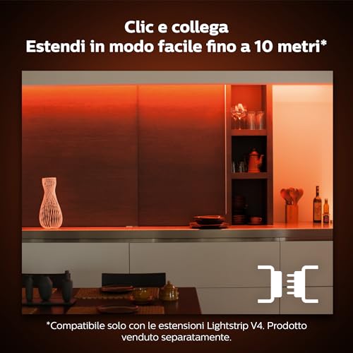 White & Color Ambiance Strisce LED Plus V4 base da 2 m, Strisce Luminose a LED dimmerabile, RGB, controllabile tramite app, Luci Smart compatibili con Amazon Alexa (Echo, Echo Dot) - Illuminazione - Immagine 2