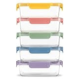 Ello Color Lock 3.4 Cup 10PC, 5 Pack Glass Meal Prep Sets Leak-Proof Glass Food Storage Containers with Airtight BPA-Free Plastic Lids, Dishwasher, Microwave, and Freezer Safe, Desert Festival