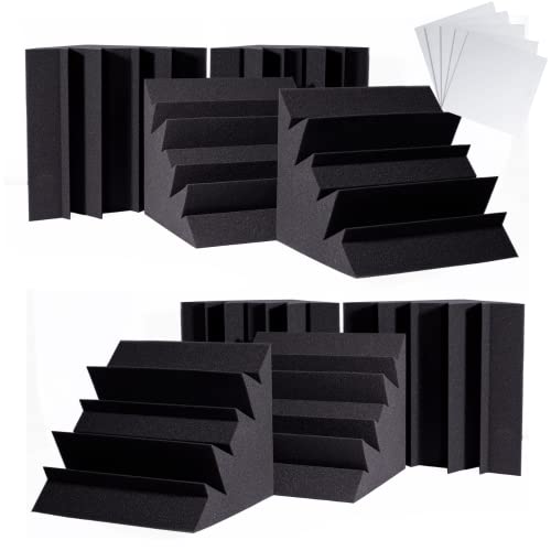 TRUE NORTH Bass Traps w/Adhesive 8 Pack - Recording Studio Acoustical Treatments - Studio Foam Bass Trap Panel Acoustic Treatment - Sound Foam Corner To Trap Bass, Bass Traps Acoustic Foam Corner