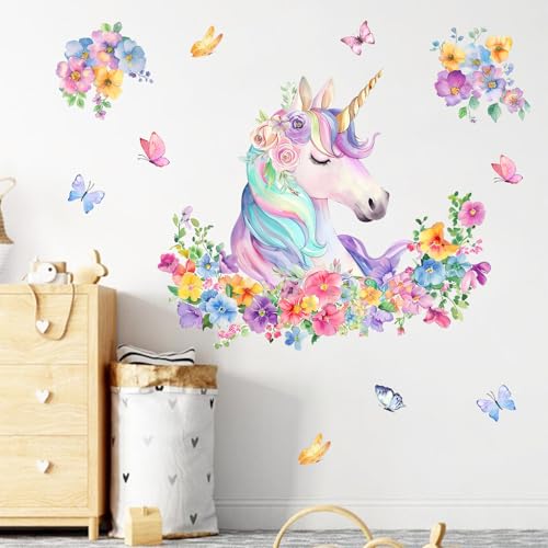 Vinilos Decorativos Unicornio Floral Mfault 35x12 pulgadas miniatura 3