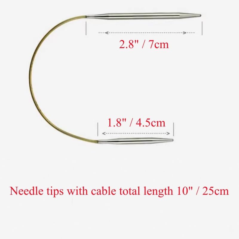 110-7-25cm Fixed Circular Knitting Needles Smooth Socks Sleeve (10" - US 0 (2.00mm))
