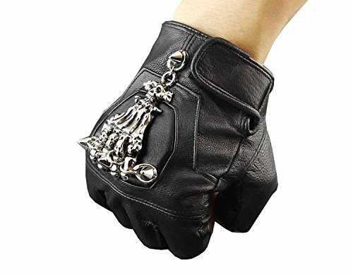 New Punk Rock Skull Skeleton Biker Motorcycle Leather Gloves