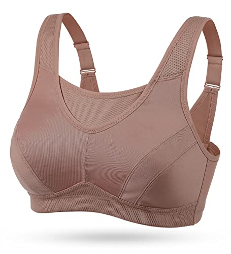Wingslove Women's Full Coverage High Impact Wirefree Workout Non Padded Sports Bra Bounce Control (Amber,40G)