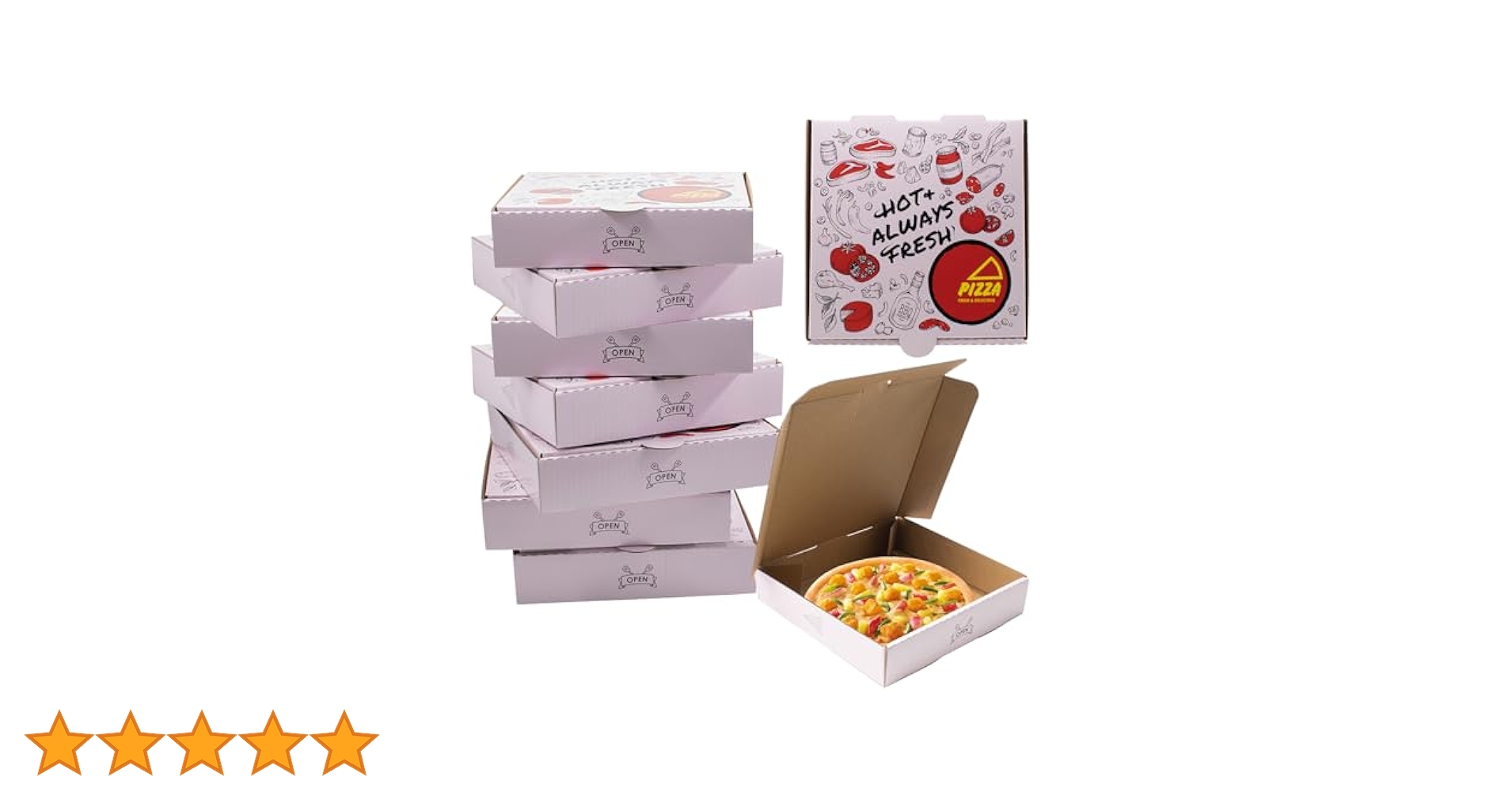 100 Scatole Pizza 32x32x3 Cm - Cartone Termico Per Asporto, Chiusura Italiana, Grammatura 110-125g/m²