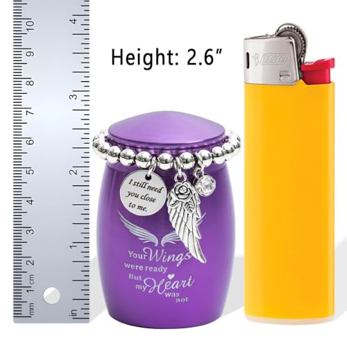 Image of Purple Small Urns for Human Ashes Keepsake,Mini Urns for Human Ashes Adult Female - Token Sharing Mini Memorial Urn with Velvet Bag