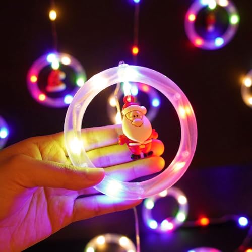 Image of V.E.S.P.A 3.5m 90 LED Santa Ring String Lights - 10 Modes for Festive Home Decoration, Perfect for Indoor and Outdoor Celebrations (Multi Color)
