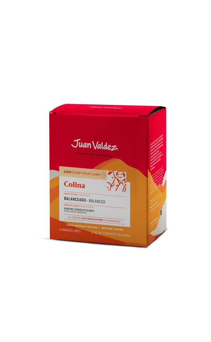Juan Valdez - Drip Colina Coffee 50g (Pack of 5)- Juan Valdez Premium Drip Colina Coffee, 50g Each - Exquisite Colombian Blend, Smooth Flavor - Convenient Pack of 5 for Daily Enjoyment"