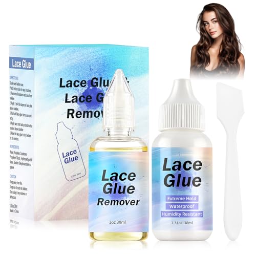Pegamento Peluca, Lace Glue para Pelucas, Pegamento Protesis Capilar, Resistente al Agua pegamento Invisible, para pelucas de Encaje y Postizos, 38ml+30ml