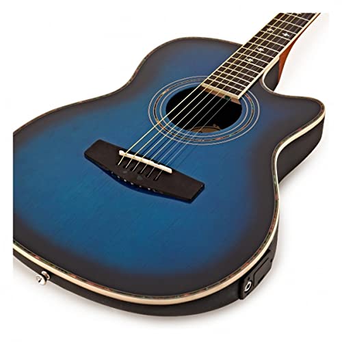 Guitare électro-acoustique Roundback par Gear4music Blue avec accessoires - Les Beatles, Paul McCartney, John Lennon, RIngo Starr, George Harrison Guitare électro-acoustique Roundback par Gear4music Blue avec accessoires – Image 5