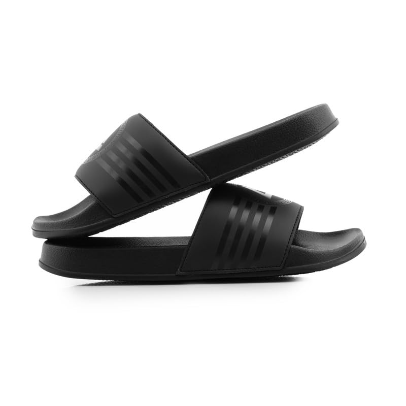 Image of ARVAN Mens Striped Logo EVA Sliders | Lightweight Slip-On Slippers with Cushioned Sole | Casual Open-Toe Slides