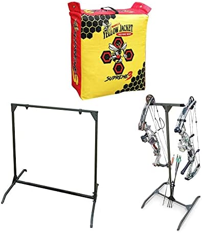 Morrell Yellow Jacket Supreme Adult Archery Bag Target with HME Products 30 Inch Bag Target Stand and Indoor Outdoor Steel Archery Bow Storage Rack Morrell Yellow Jacket Supreme Adult Archery Bag Target with HME Products 30 Inch Bag Target Stand and Indoor Outdoor Steel Archery Bow Storage Rack
