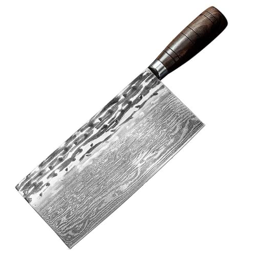 Damaststahl Schweres Messer Geschmiedetes Knochenhackmesser Küchenmetzger Schlachtmesser Holzgriff Hackmesser Fleisch Koch Kochmesser