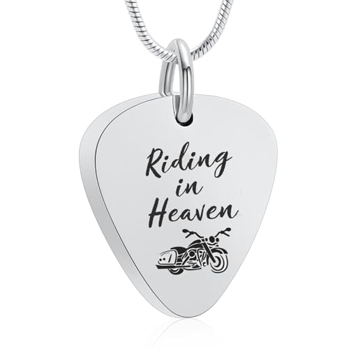 zeqingjw Urn Necklace for Ashes Motorcycle Cremation Urn Pendant Riding in Heaven Memorial Ash Keepsake Cremation Jewelry for Men Women