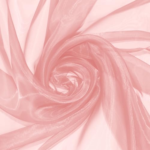 P Pothuiny Sheer Organza Fabric by The Yard 1 Yard x 60 Inch Wide Bridal Light Pink Organza Tulle Fabric Roll Shiny Gauze Fashion Dress Sewing Craft for Wedding Party Decorations Backdrop