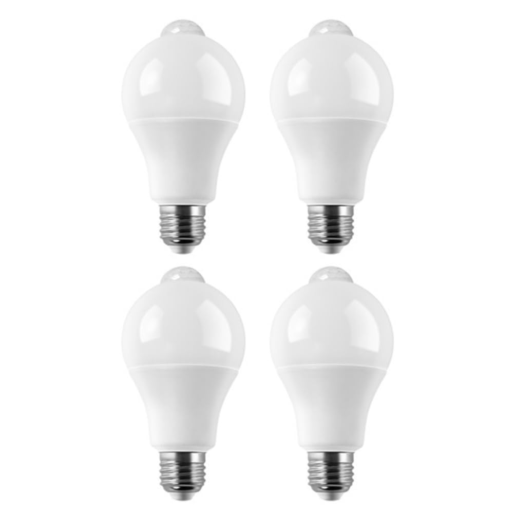 Yarryuter White 4Pcs E27 Led Motion Sensor Bulb Led Lamp Pir Sensor Light Bulb Auto On/Off Night Light For Porch Stairs Garage Lights 9W