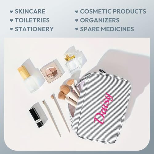 Personalized Makeup Bag Monogram Makeup Bag Toiletry Bag Large Capacity Cotton Cosmetic Bag for Women Travel Graduation Wedding Bridesmaid Gifts4