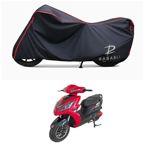 Image of Waterproof Bike Body Cover Compatible for | EeVe Atreo STD | Taffeta Fabric, Red Piping Design, Bottom Elastic Fit | Dustproof, Sun UV & Rain Protection for All Bikes