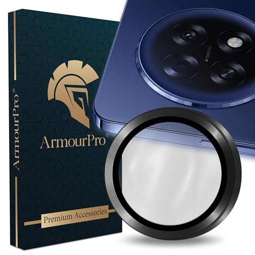 Image of ArmourPro Camera Lens Protector Tempered Glass for Oppo F31 Pro Plus (6.83 Inches) Tough HD Individual Aluminum Alloy Rings 9H Camera Cover, Scratch-Resistant,Camera Rings Protection| Black, 1 Pack
