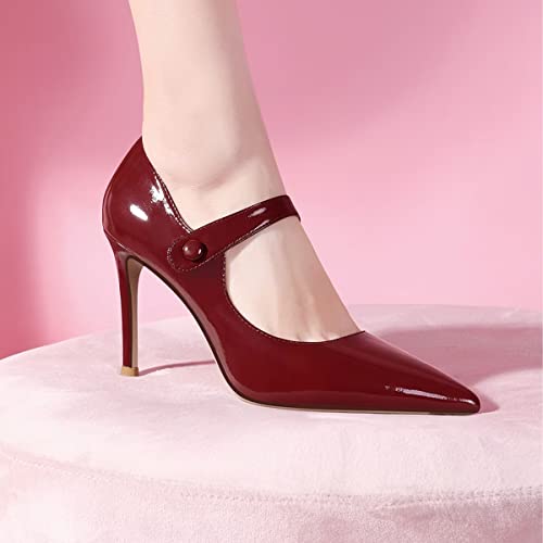 HDEUOLM Women Stiletto High Heel Pointed Toe Mary Jane Buckle Pumps Wedding Dress Classic 3.3 Inches Heels2