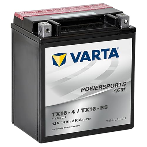 Batteria Moto Varta POWERSPORTS AGM 514 902 021-14Ah - Spunto 210A - TX16-BS (TX16-4) - YTX16-BS (YTX16-4) - FTX16-BS (FTX16-4) - 150mm - 87mm - 161mm