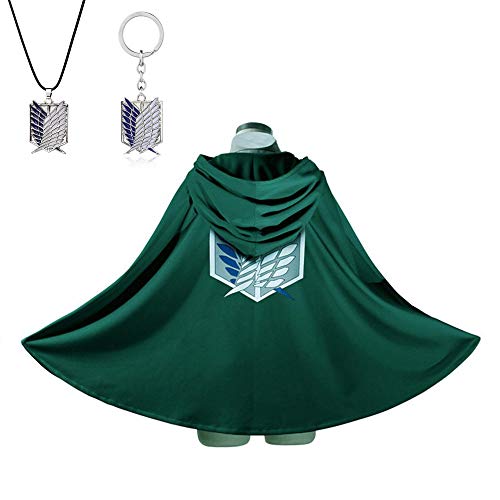 YIUHK 進撃の巨人 調査兵団 マント ハロウィン 仮装 大人用 自由の翼 リヴァイ エルヴィン・スミス 白青 男女兼用 3点セット フリーサイズ プレゼントのサムネイル