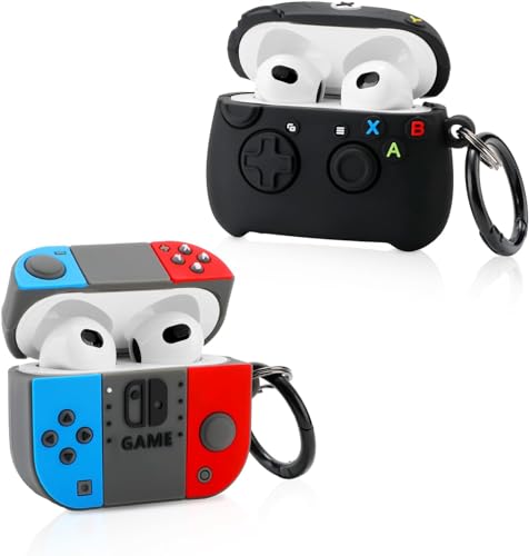 Image of [2Pack] Gedicht for Airpods 3rd Generation Case, Cute AirPods 3 Cartoon Character Case,Unique Design Funny Fun Kawaii 3D Cartoon Characters Silicone AirPods 3 Case for Men Women,Games Console