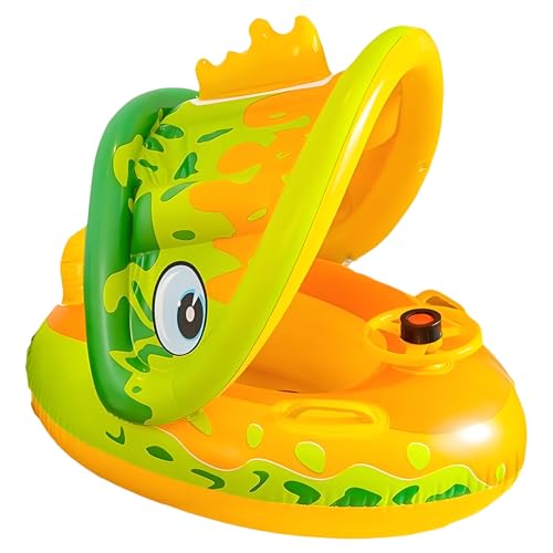 Flotadores de Piscina para Bebé - Boya Piscina con Lona Anti-UV | Juego Inflable con Volante y Bocina para 1-5 Años - Juguete Acuático Niños Niñas