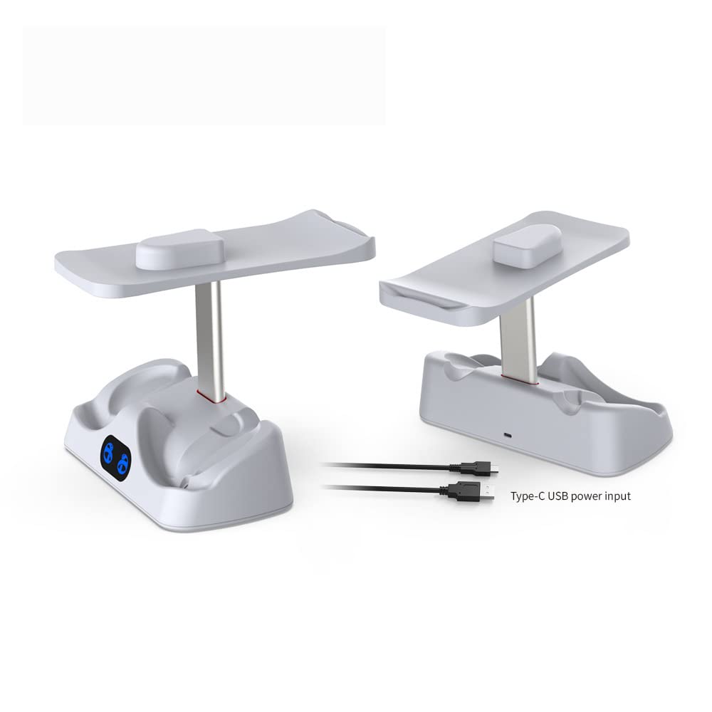 Stazione di ricarica per controller PS VR2 con display, dock di ricarica veloce per Playstation VR2 accessori per cuffie con LED, dock di caricamento/supporto per cuffie VR PS VR2, bianco 2515