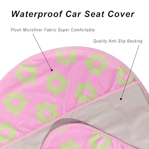 Image of Car Seat Cover Protector Front Seats,for Gym Workout,Running,Swimming,Beach and Hiking,Waterproof Sweat Towel Bucket Seat Covers for Cars SUV Trucks (Flower and Pink, 1Pcs)