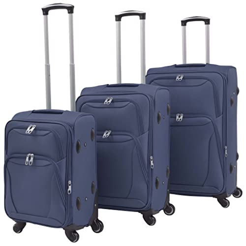 Chariots à bagages souples bleu marine Lot de 3 valises extensibles avec serrure TSA
