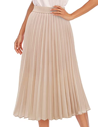 DRESSTELLS Plissee Rock Damen Chiffon Maxi Langer Faltenrock A-Linie...