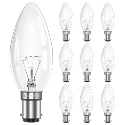 Morotty B15 Candle Bulbs Dimmable Warm White 2700K 360LM AC 230V B15 SBC C35 Candle Bulbs Small Bayonet Cap Light Bulb for Chandelier Wall Lights Ceiling Lights 10 Pack