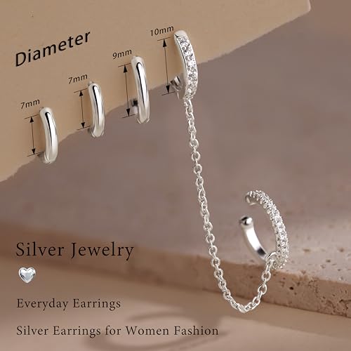 Image of Small Gold Huggie Hoop Earrings Set for Women Men Hypoallergenic 14K Plated Stack Cartilage Earrings, Sterling Silver Multiple Piercing Lightweight Mini Thin Cute Dainty Trendy Jewelry Gifts for Women