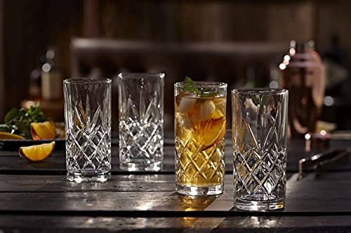 Image of bellemax 320 ML Crystal Cut Glass Tumbler | Premium Drinking Water Glasses | Juice, Soft Drink, Cocktail, Mocktail & Beverage Glasses | Heavy Base Transparent Glassware for Home (Set of 6)