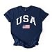 USA Patriotic Graphic T Shirt Independence Day American Flag July Fourth Unisex Tee, Navy, 2X-Large